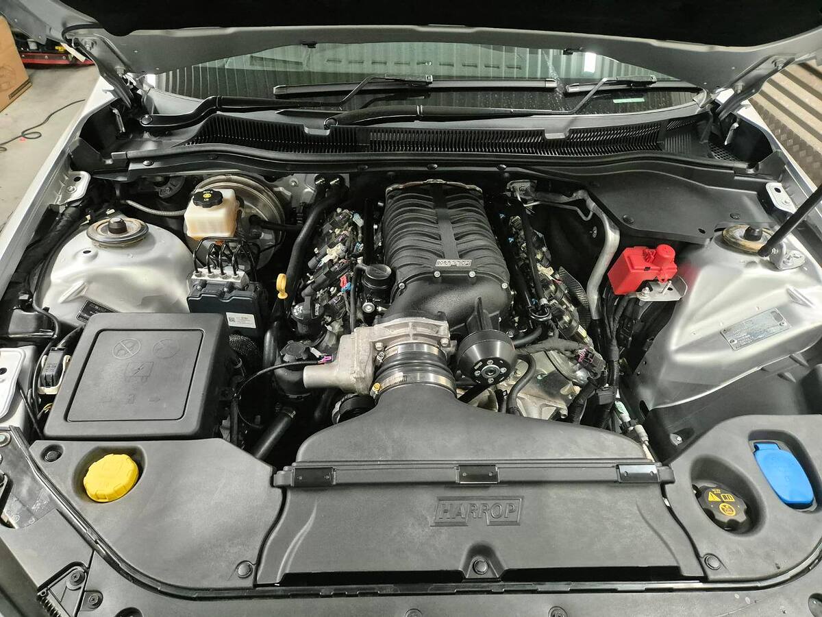 Harrop 2650 blower on the LS3 of a silver HSV VF Clubsport, making 680+ rwhp
