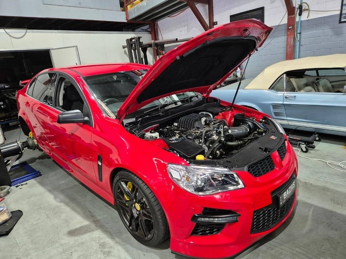 Red HSV VF GTS with cam package, Hurricane exhaust and Harrop boosted pulleys, making 650+ rwhp